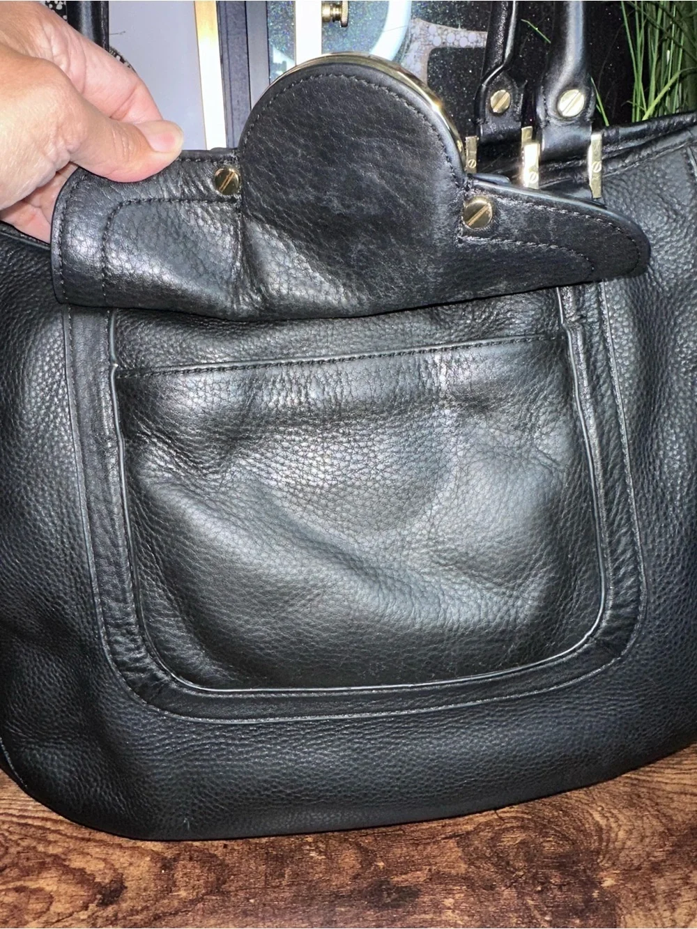 Tory Burch Black Pebbled Leather Amanda Tote Shoulder Bag